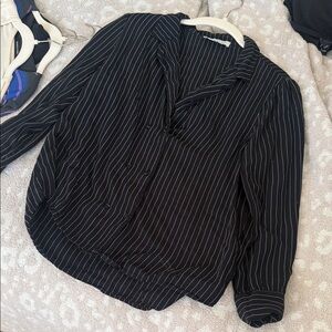 Wayf Black and White Striped Button Down Shirt